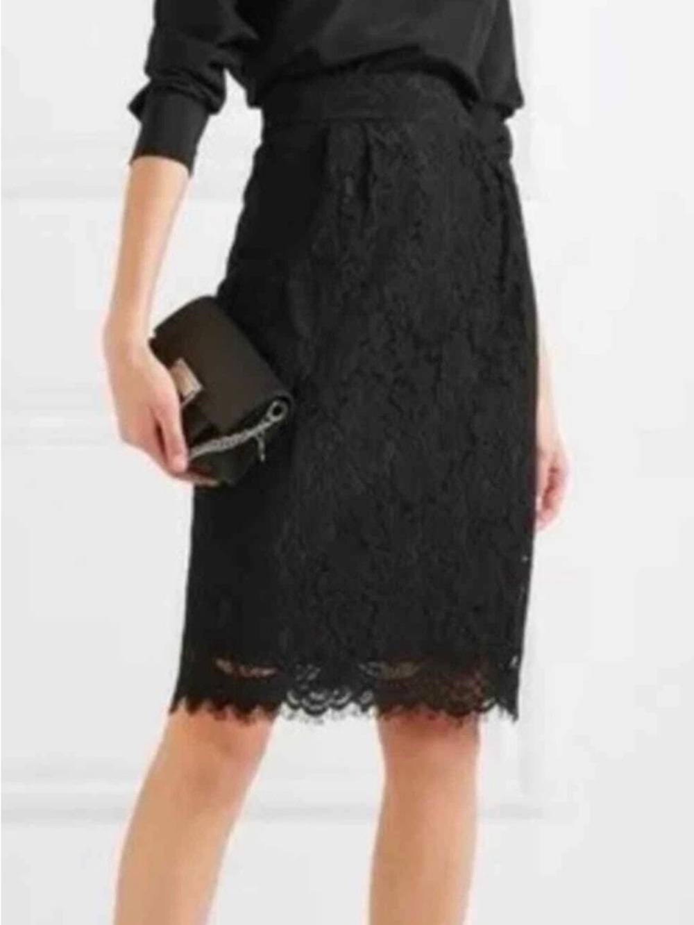 J.Crew Black Floral Lace Pencil Skirt - Size 0